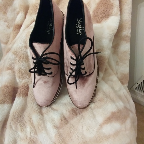 Shelly London Pink Velvet Fountain Platform Oxford - Picture 2 of 6
